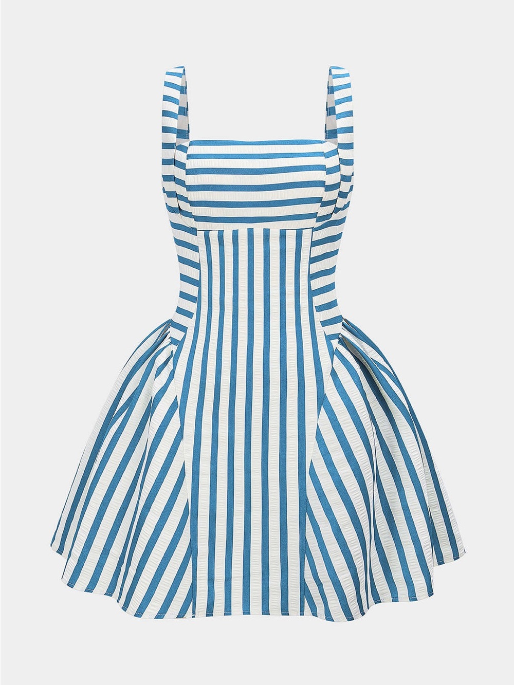 Blue & White Striped Fit & Flare Dress